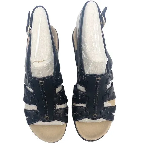New Clarks Women's Lexi Marigold Low Heel Strappy Sandals 5.5 Black