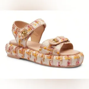NEW COACH Peyton Neutral Tweed Platform Women's Sandals Size 8