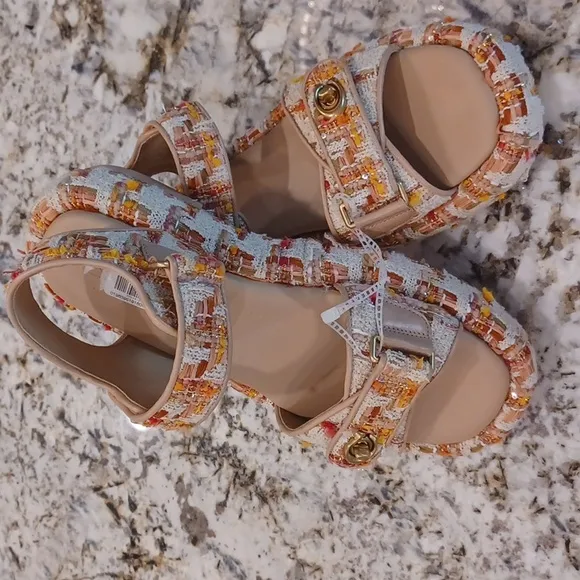 NEW COACH Peyton Neutral Tweed Platform Women's Sandals Size 8
