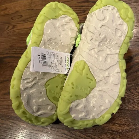 NEW Crocs All Terrain‎ Atlas Clog Men's 7 Bone Tan Lime Green Trail Hike Sandals