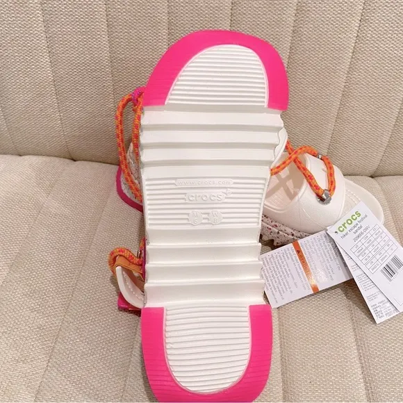 NEW Crocs Women Size 8 Hiker Xscape Festival Sandal Pink Orange White