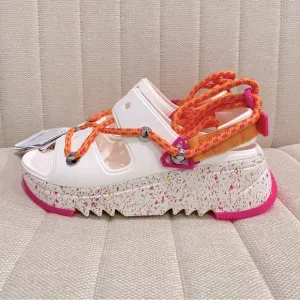NEW Crocs Women Size 8 Hiker Xscape Festival Sandal Pink Orange White