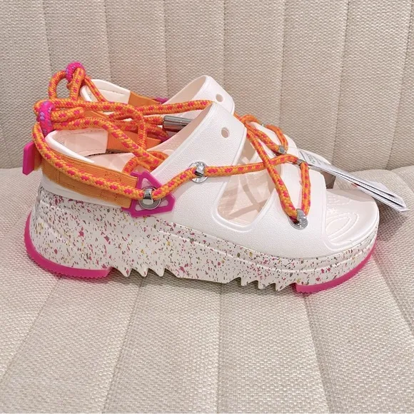 NEW Crocs Women Size 8 Hiker Xscape Festival Sandal Pink Orange White