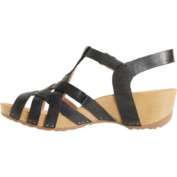 new DANSKO women's Tinley GENUINE LEATHER strappy sandals in black 252