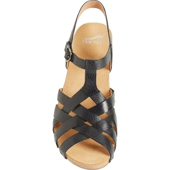 new DANSKO women's Tinley GENUINE LEATHER strappy sandals in black 252