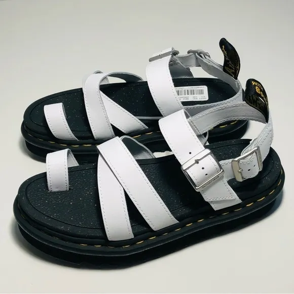 NEW Dr. Martens Women's Avery Hydro Toe Loop Platform Sandals in White size 8