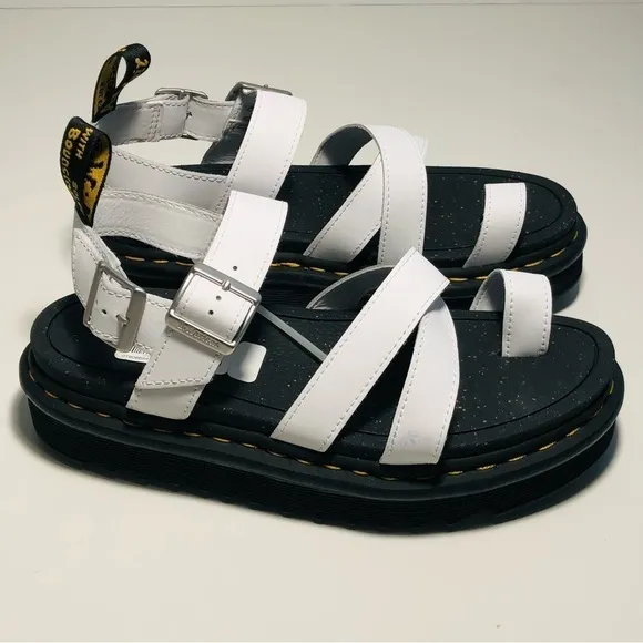 NEW Dr. Martens Women's Avery Hydro Toe Loop Platform Sandals in White size 8