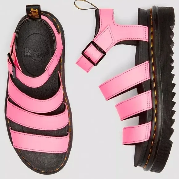 NEW Dr.Martens Womens Blaire HydroAnkle Pink Tractor Platform shoes Sandals sz 9