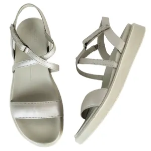 New ecco flowt lx comfort cross strappy leather sandals gravel droid silver grey