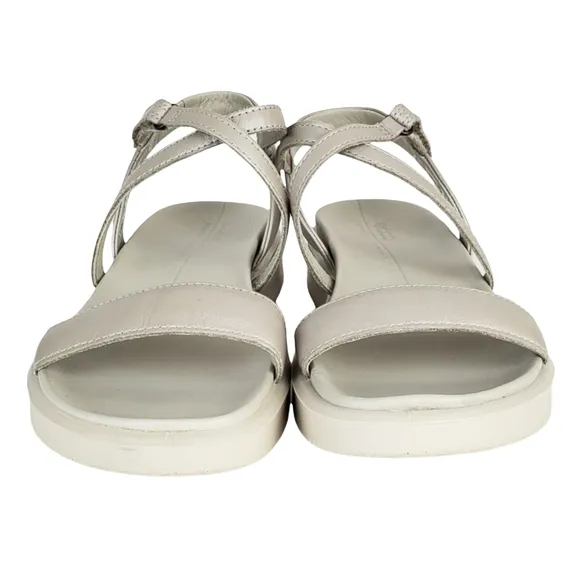 New ecco flowt lx comfort cross strappy leather sandals gravel droid silver grey