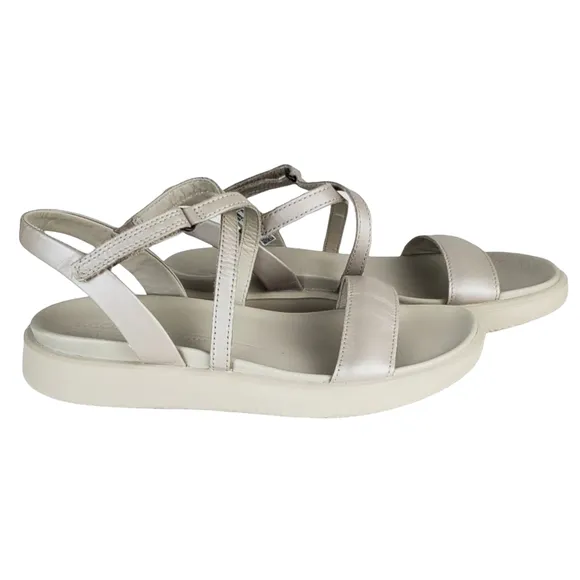 New ecco flowt lx comfort cross strappy leather sandals gravel droid silver grey