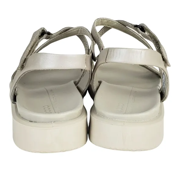 New ecco flowt lx comfort cross strappy leather sandals gravel droid silver grey