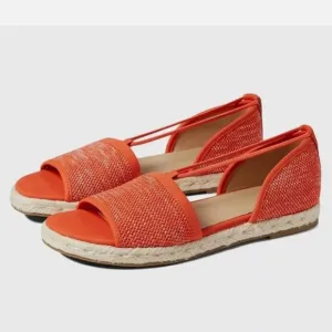 New Eileen Mews MagmaMelange Orange Stretch Espadrille Flat Sandals Size 8.5