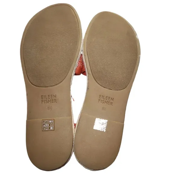 New Eileen Mews MagmaMelange Orange Stretch Espadrille Flat Sandals Size 8.5