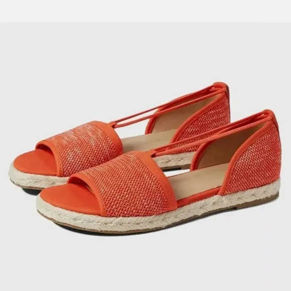 New Eileen Mews MagmaMelange Orange Stretch Espadrille Flat Sandals Size 8.5