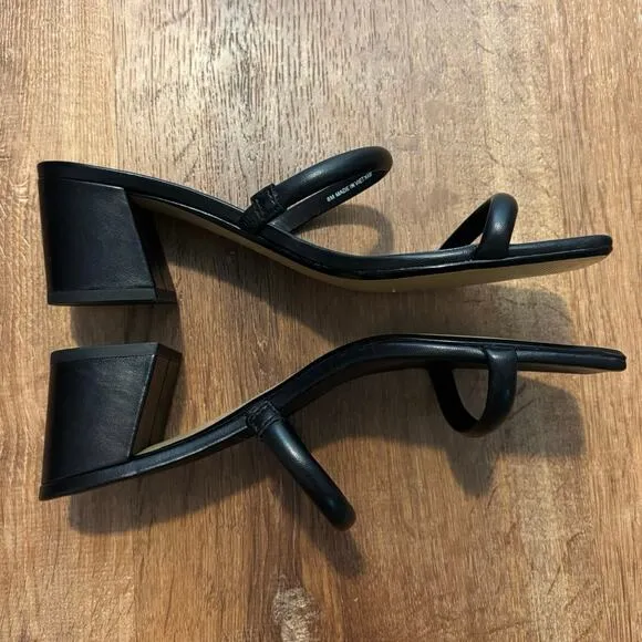NEW Everlane The Double Strap Heel In Black Leather Size 8
