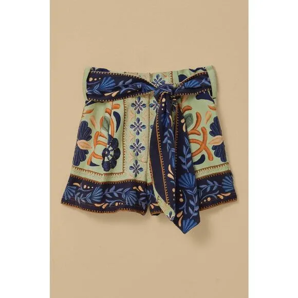 NEW Farm Rio Ocean Tapestry Shorts Size 25