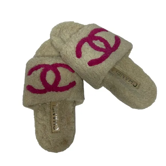 NEW Fashion “Just For Fun” Designer CC Faux Sheepskin Slipper Slide Sandals 37