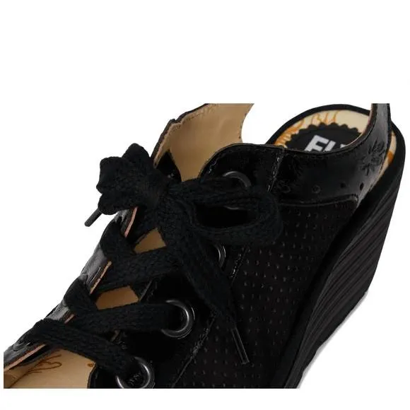 NEW FLY LONDON women's yuta617fly wedge sandal in black