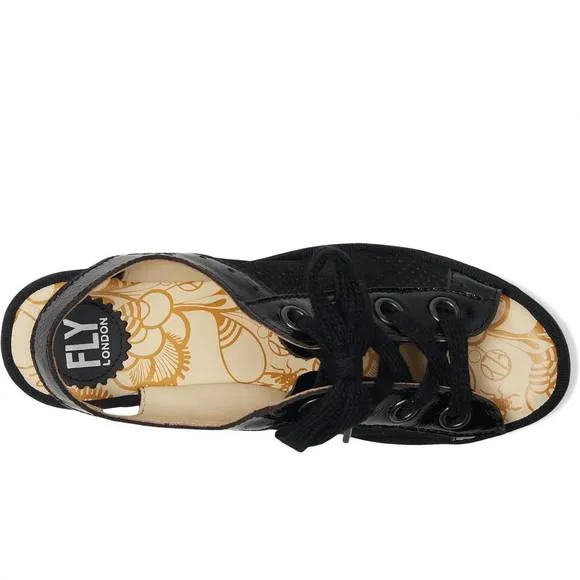 NEW FLY LONDON women's yuta617fly wedge sandal in black