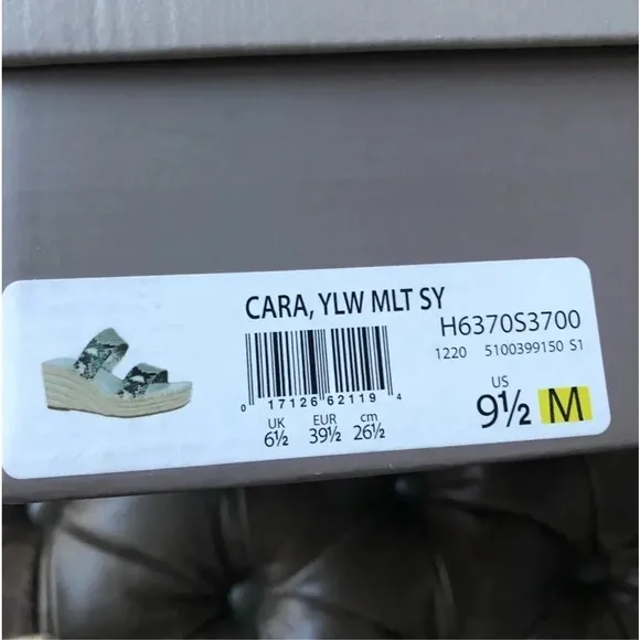New Franco Sarto Cara Espadrille Wedge yellow clover Sandals Snake print