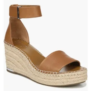NEW Franco Sarto Leather Clemens Espadrille Wedge Sandal Brown Size 9.5
