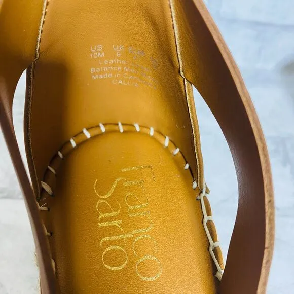 New Franco Sarto Womens Callia Leather Ankle Strap Wedge Espadrille Sandals 10 M