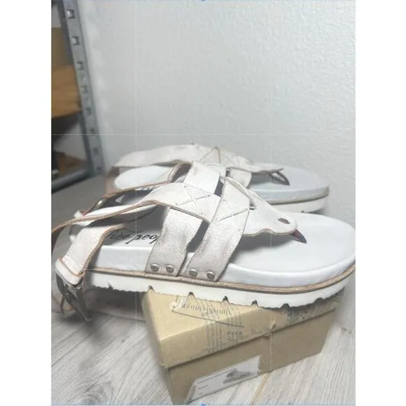NEW Free People Platform Sandal Thong Ankle Wrap Chunky Festival Valencia White