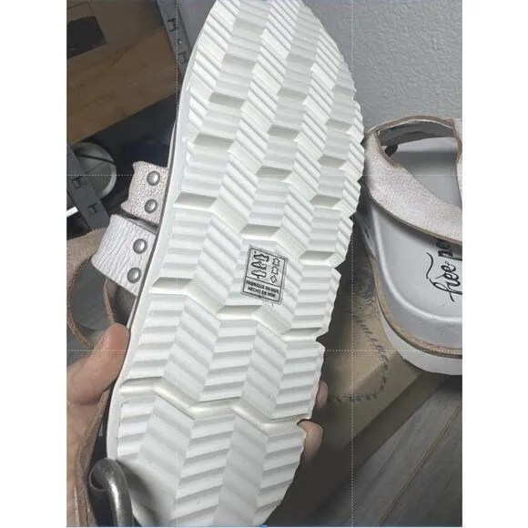 NEW Free People Platform Sandal Thong Ankle Wrap Chunky Festival Valencia White