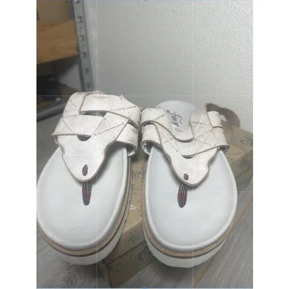 NEW Free People Platform Sandal Thong Ankle Wrap Chunky Festival Valencia White
