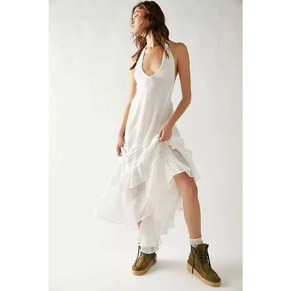 New Free People Slice Of Heaven Halter Midi Dress ENDLESS SUMMER Size Xs
