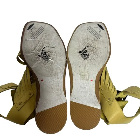 NEW Free People St. Kitts Woven Yellow Leather Sandals 37