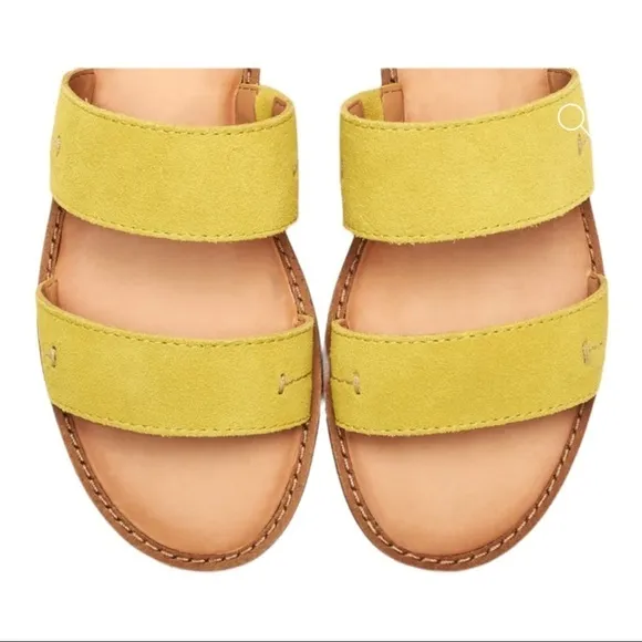 NEW FRYE Evie 2 Band Leather Sandals Lime Size 10M