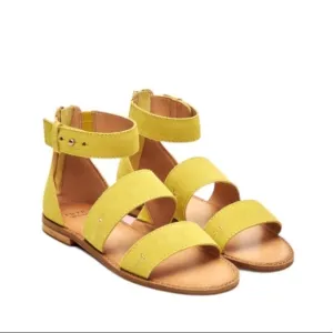 NEW FRYE Evie 2 Band Leather Sandals Lime Size 10M