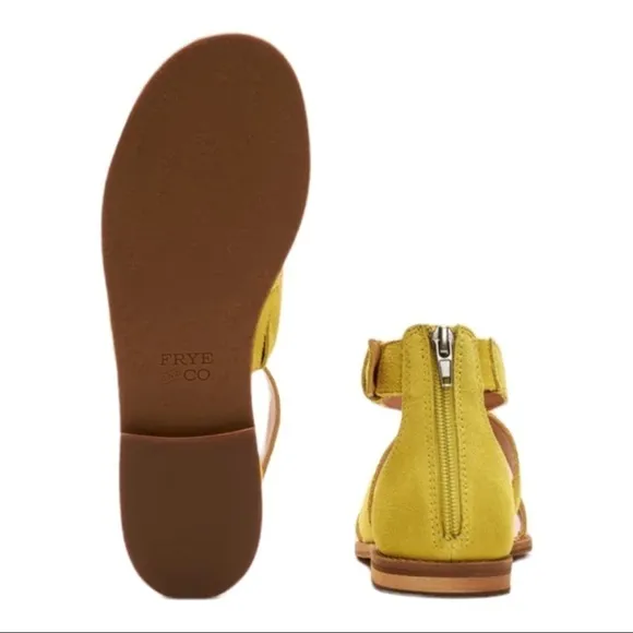 NEW FRYE Evie 2 Band Leather Sandals Lime Size 10M