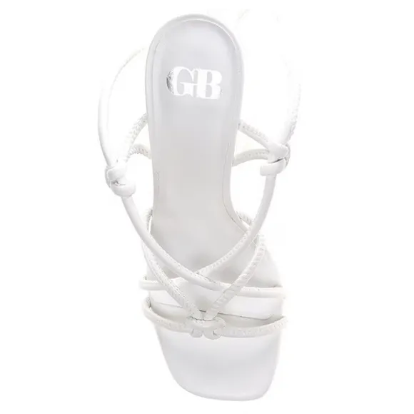 NEW GB Case-Closed Leather Ankle Tie Dress Sandals in White Sz. 9.5