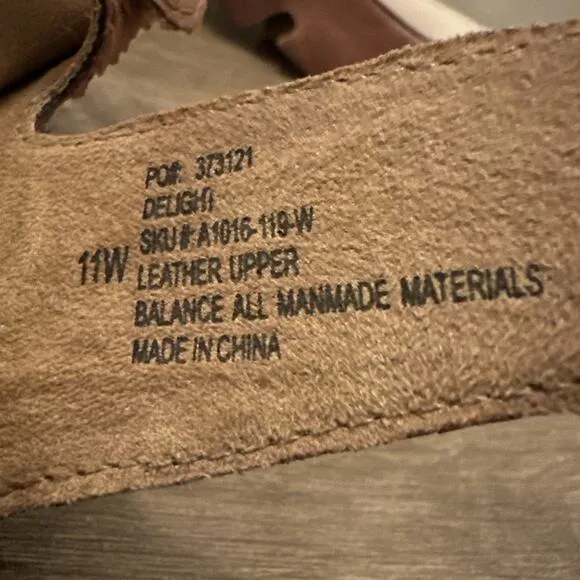 NEW Hälsa Brown Leather Three Strap Sandals Orthopedic Support Women’s 11 WIDE