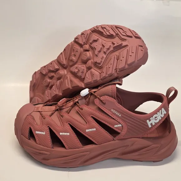 New Hoka One One Hopara Trail Hiking Sandals Brick Red - Men's Size 10.5