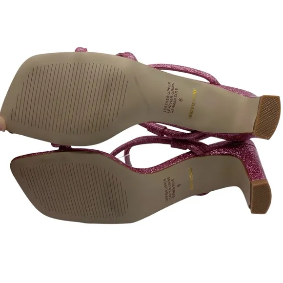 NEW Intentionally Blank Willow Sandals Sz 6 Pink Leather Sparkle Heeled Strappy