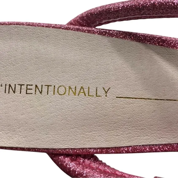 NEW Intentionally Blank Willow Sandals Sz 6 Pink Leather Sparkle Heeled Strappy