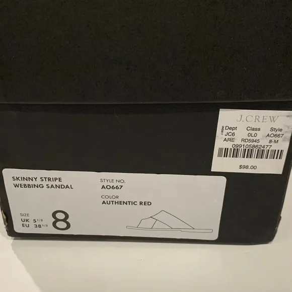 NEW J. Crew Skinny Stripe Webbing Flat Sandals