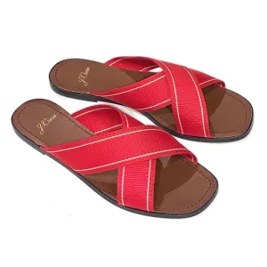 NEW J. Crew Skinny Stripe Webbing Flat Sandals
