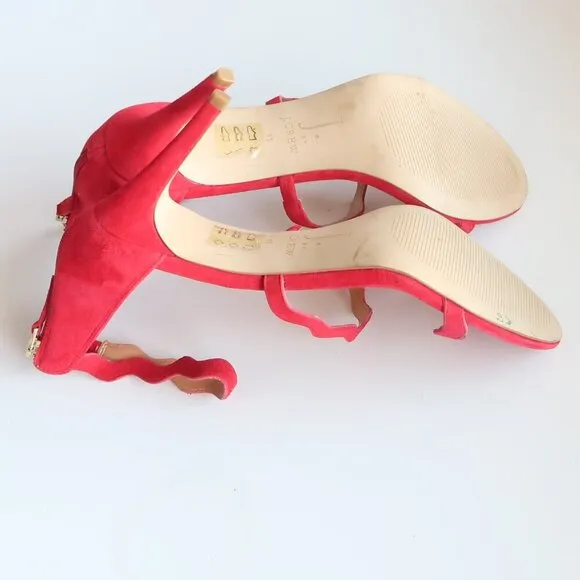 NEW J. Crew Suede Leather Scallop Ankle Strap Suede Leather Heels Dressy Sandals