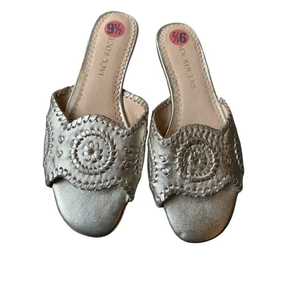 New! Jack Rogers Thompson Slides Gold Sandals