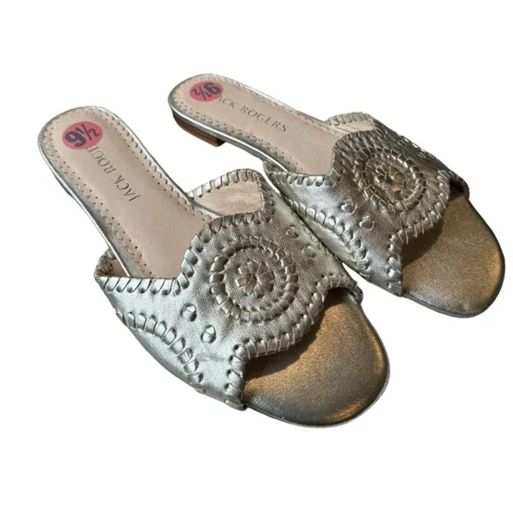 New! Jack Rogers Thompson Slides Gold Sandals