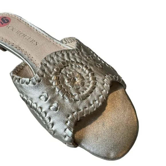 New! Jack Rogers Thompson Slides Gold Sandals