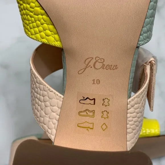 NEW J.Crew Penny pastel croc leather embossed heeled sandals Size 10
