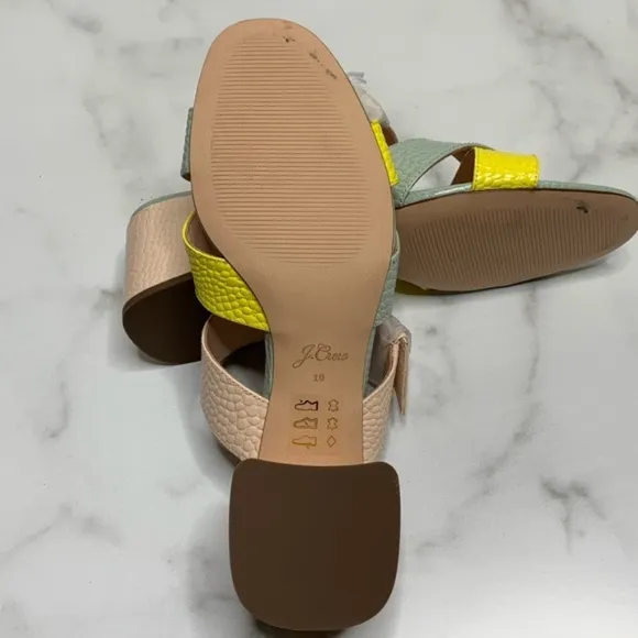NEW J.Crew Penny pastel croc leather embossed heeled sandals Size 10