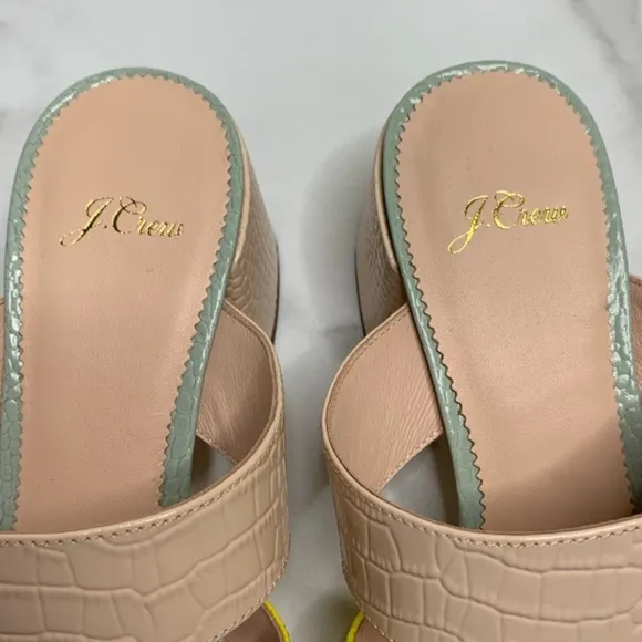 NEW J.Crew Penny pastel croc leather embossed heeled sandals Size 10