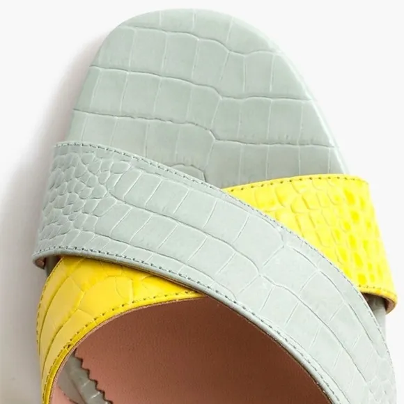 NEW J.Crew Penny pastel croc leather embossed heeled sandals Size 10